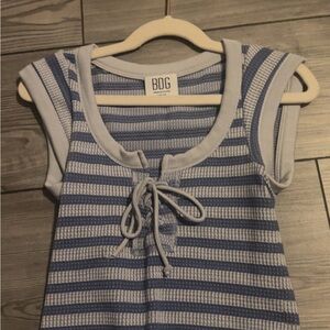 Tilly's blue striped lace up top